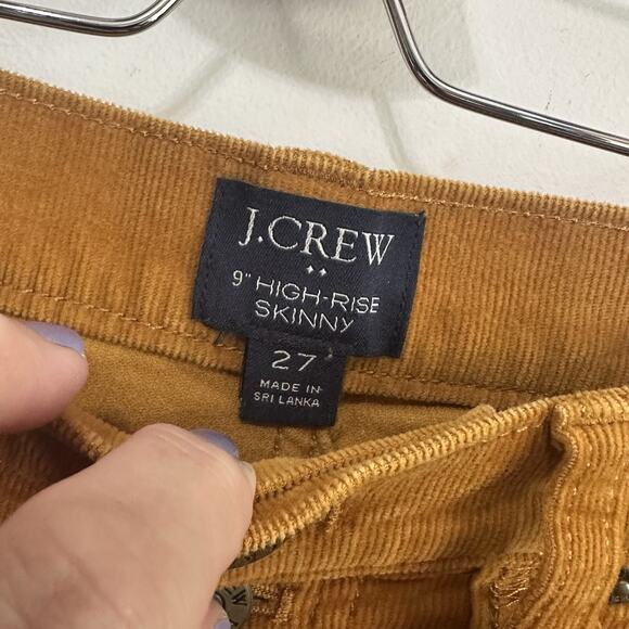 J Crew 9” High Rise Skinny Corduroy Pants 27 Button Fly Mustard Gold Stretch - Picture 4 of 10
